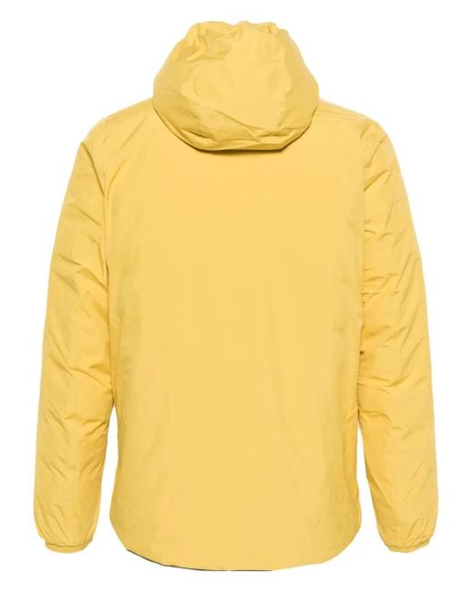 K-Way Yellow Logo-Patch Hooded Padded Jacket for men