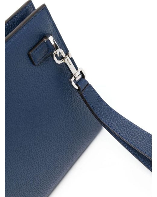 Pochette en cuir à plaque logo Gucci pour homme en coloris Blue