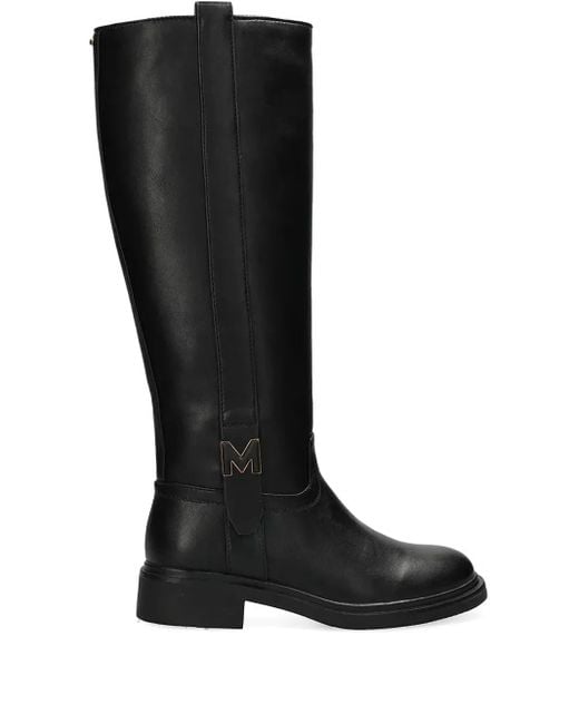 Mexx Black Logo Plaque Knee-High Boots
