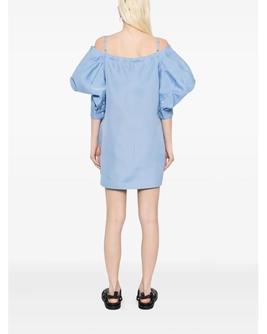 Sacai Blue Doppelreihiges Kleid mit Puffärmeln