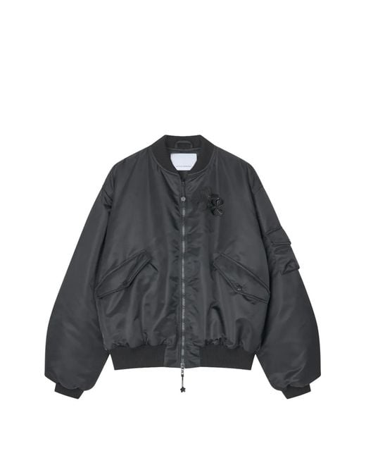 CECILIE BAHNSEN Black Feilan Bow-Detail Ruched-Sleeves Bomber Jacket