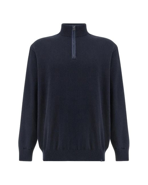 Paul & Shark Blue Half-Zip Cotton Sweater for men