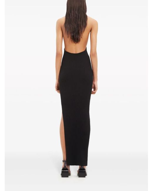 Robe En Maille Nervurée À Coupe Longue Courreges en coloris Black