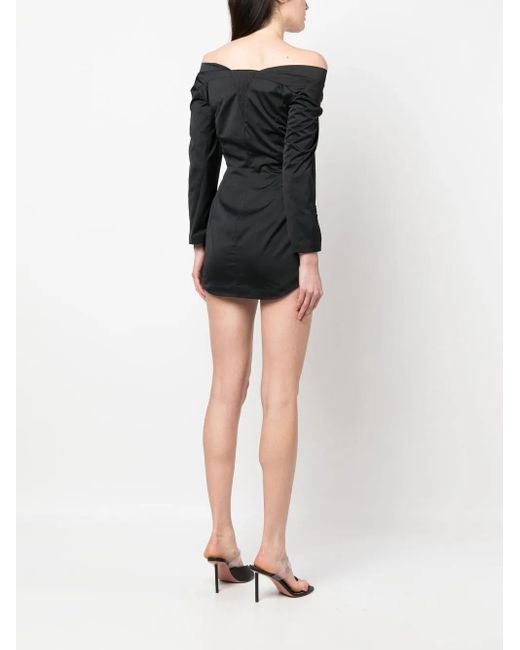 DSquared² Black Embellished Off-Shoulder Minidress