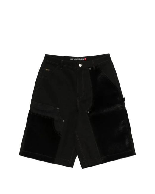 ANDERSSON BELL Black Panelled Shorts for men