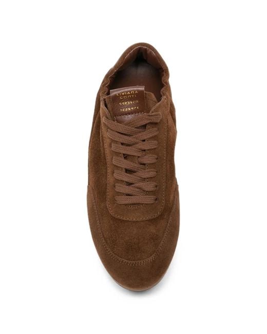 Liviana Conti Brown Suede Front-Lace Sneakers