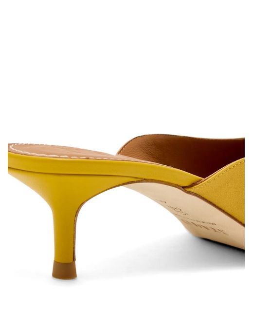 Staud Yellow 50Mm Leather Heeled Mules