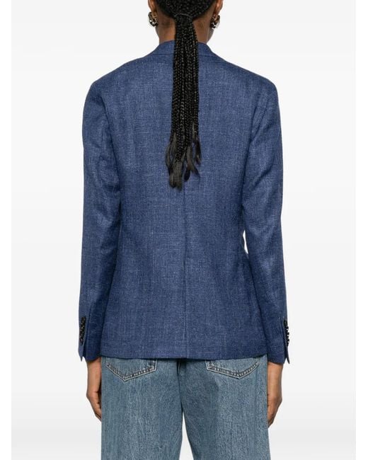 L.b.m. 1911 Blue Marl-Effect Patch-Pocket Blazer