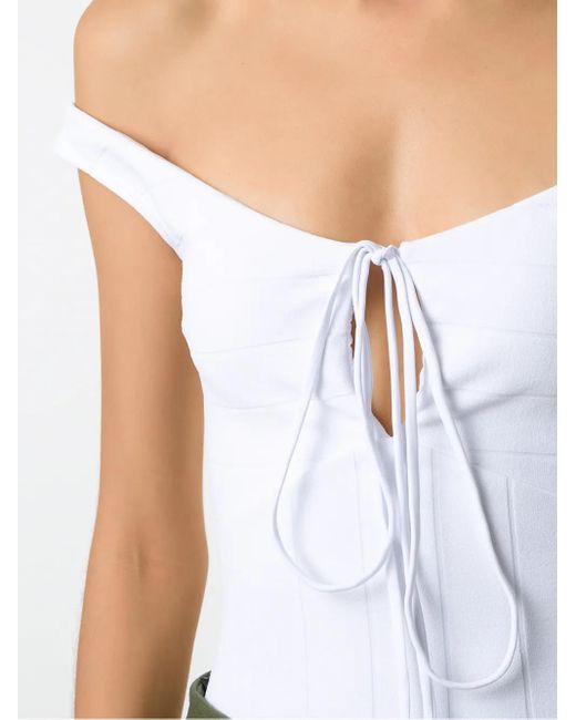 Amir Slama White Lace-Up Bodysuit