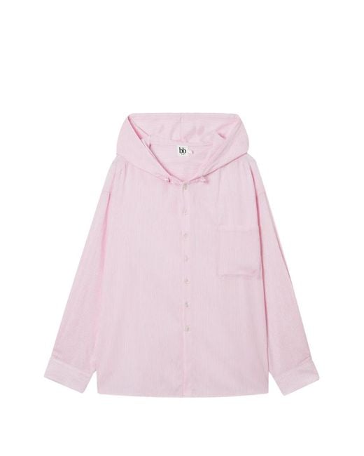 B+ AB Pink Hooded Striped Shirt