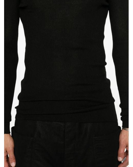 Rick Owens Black Ribbed Round Neck for men