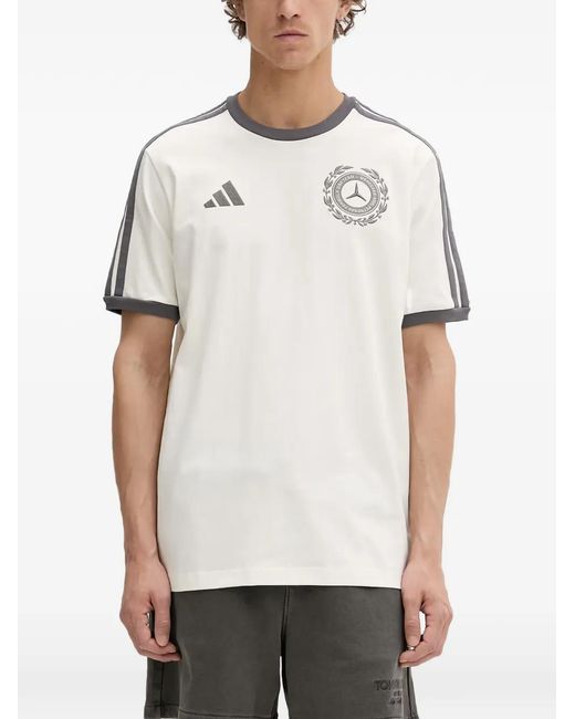 Adidas White Mercedes Logo-Embroidered T-Shirt for men