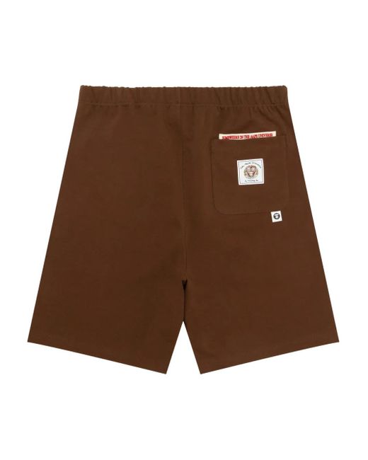 Aape By A Bathing Ape Brown Logo-Patch Shorts for men