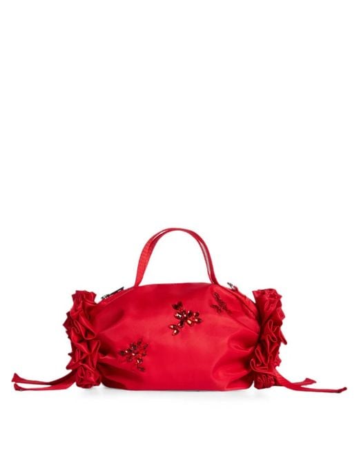 Simone Rocha Red Turbo Embellished Tote Bag