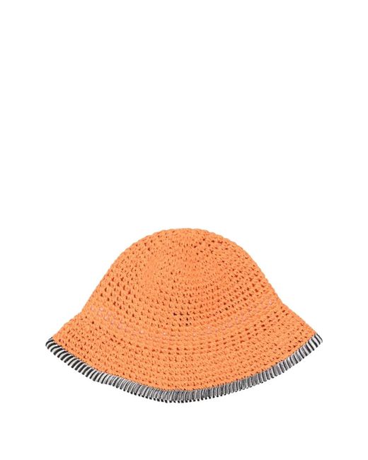 Missoni Orange Chapeau En Crochet À Finition Rayée