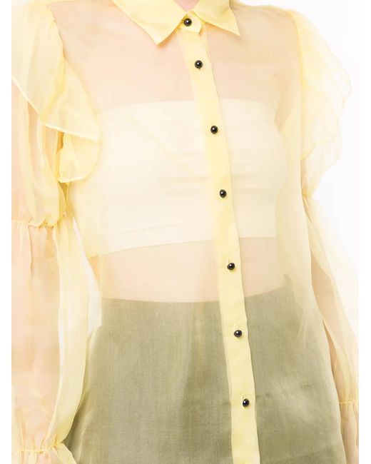 Macgraw Yellow Souffle Sheer Blouse
