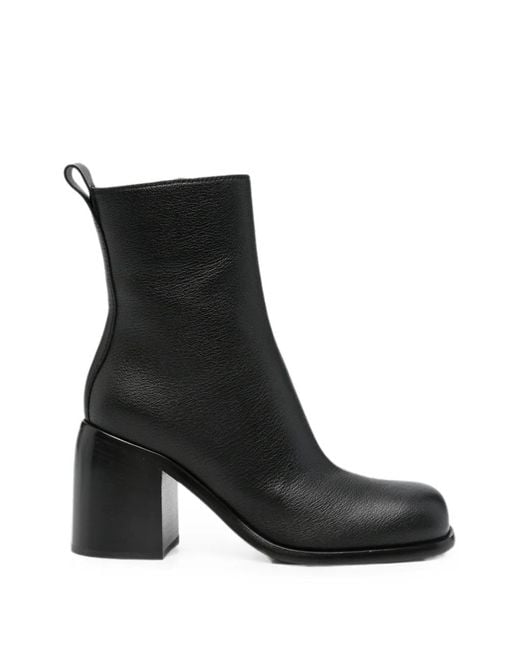 Sergio Rossi Black Square-Toe Block-Heel Ankle Boots