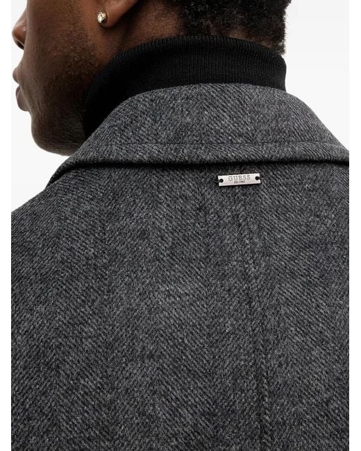 Guess Black Sinlgle-Breasted Coat for men