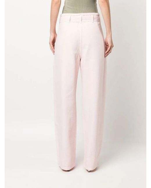 Philosophy Di Lorenzo Serafini Pink Belted Cotton Gabardine Trousers