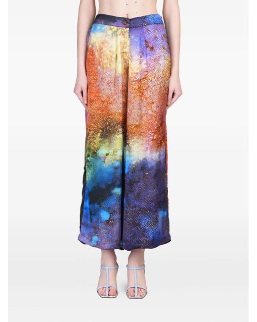 Yavi Blue Abstract-Print Trousers