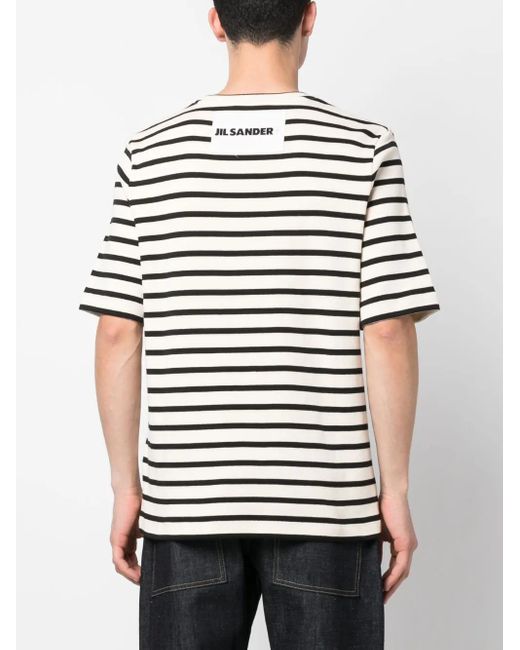 Jil Sander White Cotton Short Sleeve T-Shirt for men