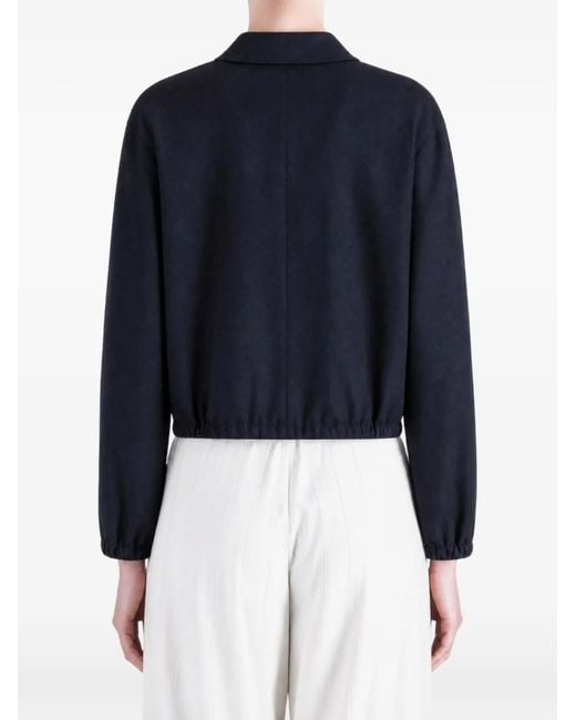 Auralee Blue Zip-Up Elasticated-Hem Jacket
