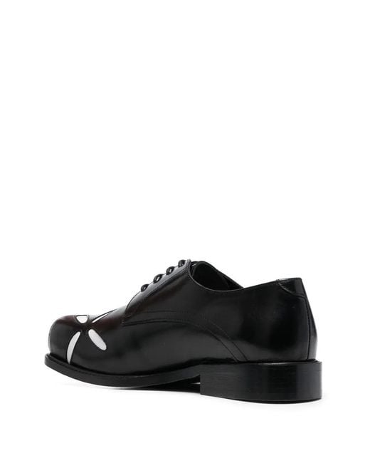 STEFAN COOKE Black Slashed Square-Toe Derby Shoes for men