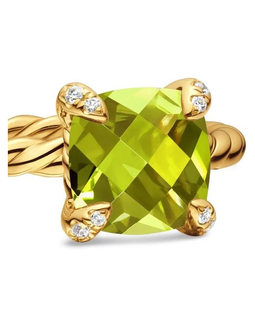 David Yurman Yellow 18K Chatelaine Peridot Ring
