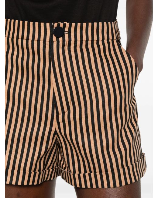 Simon Miller Brown Como Striped-Pattern Shorts