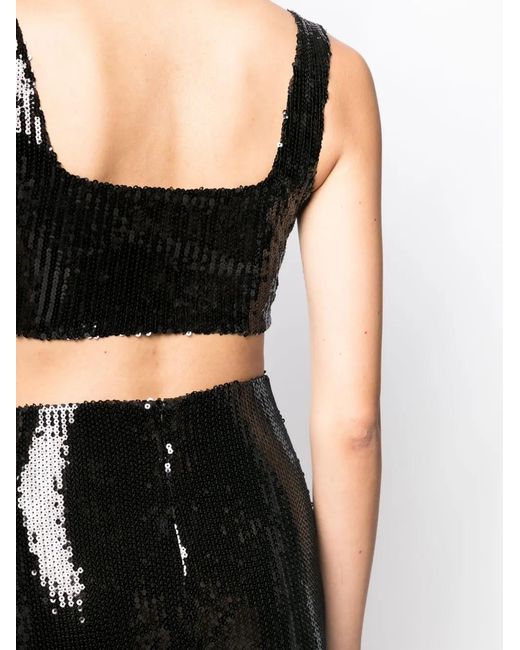Galvan Black Beating Heart Sequin Crop Top