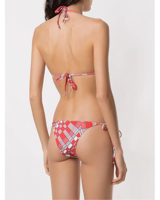 Amir Slama Red Geometric Print Bikini Set