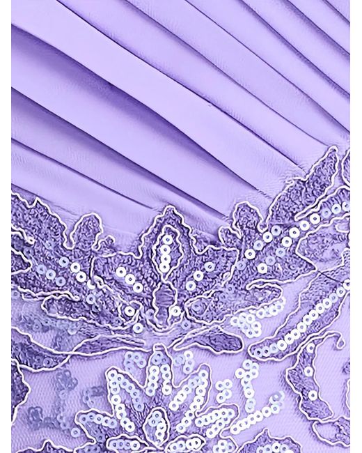 Tadashi Shoji Purple Draped Embroidered Dress