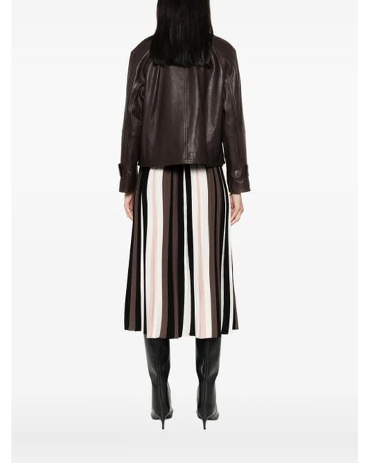 Weekend by Maxmara Brown Flap-Pocket Leather Jacket