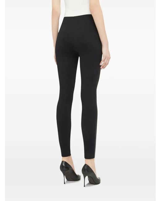 Wolford Black Leather-Paneled Leggings