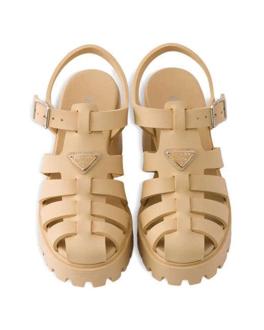Prada Natural Rubber Platform Sandals