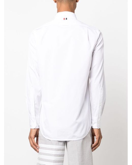 Thom Browne White Logo-patch Cotton Shirt for men