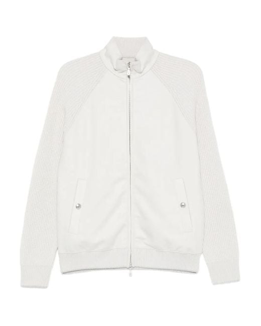 Bomber Con Inserti di Eleventy in White da Uomo