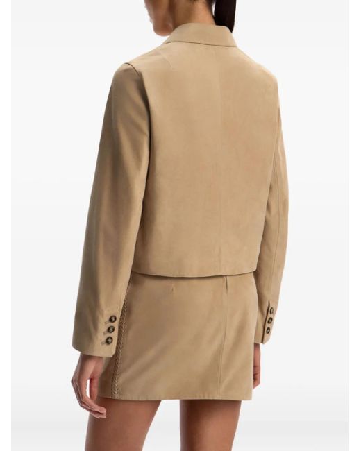 12 STOREEZ Natural Lacing-Detail Suede Jacket