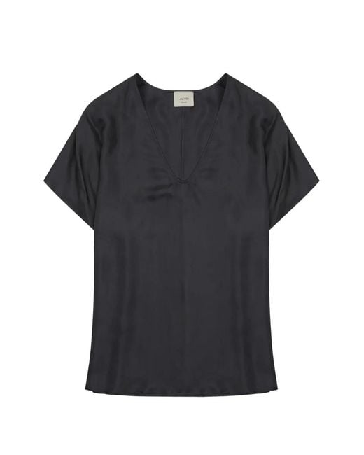 Alysi Black Silk Blouse