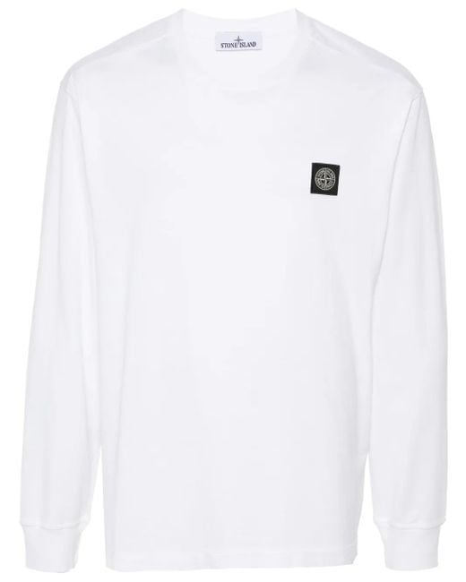 Stone Island White T-Shirt M/Lunga for men