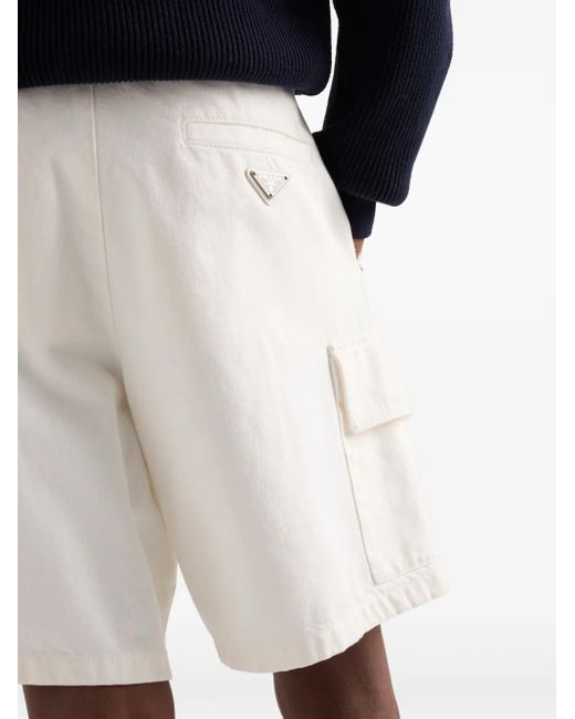 Prada White Triangle-Logo Shorts for men