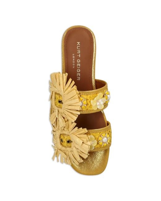 Kurt Geiger Metallic Raffia Buckle Flat Sandals