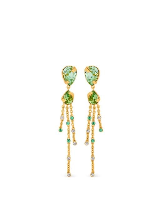 Oscar de la Renta Metallic Crystal Chain Earrings