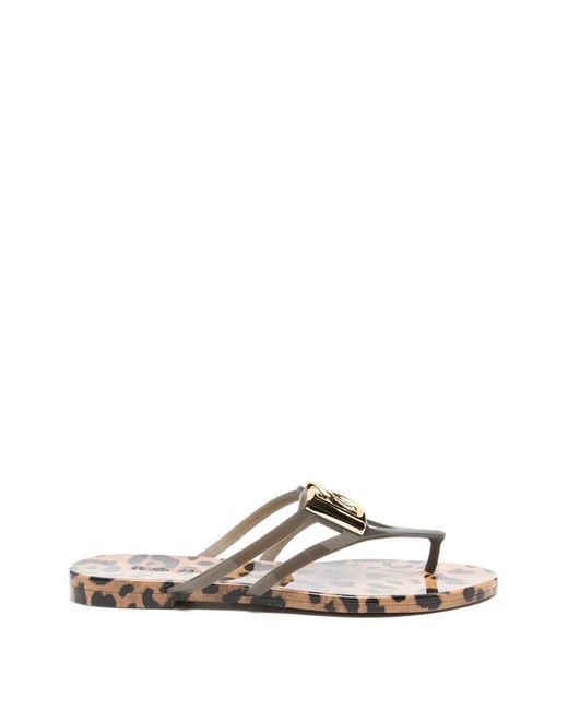 Dolce & Gabbana White Rubber Beachwear Slides With Logo