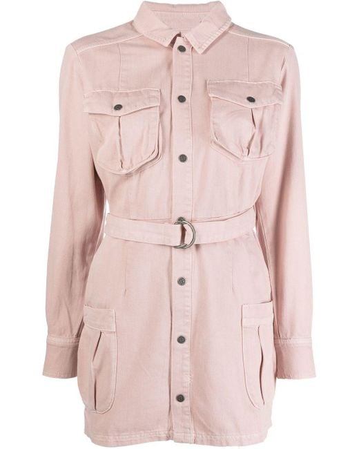 Ksubi Cotton Hazard Belted-waist Shirt Dress in Pink | Lyst