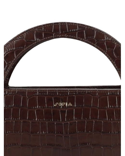 Sofia Brown Mini Edda Embossed Tote Bag