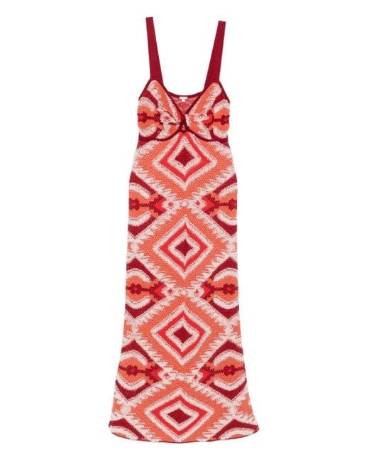 Robe Mi-Longue Vintage Affair À Motif Géométrique Johanna Ortiz en coloris Red