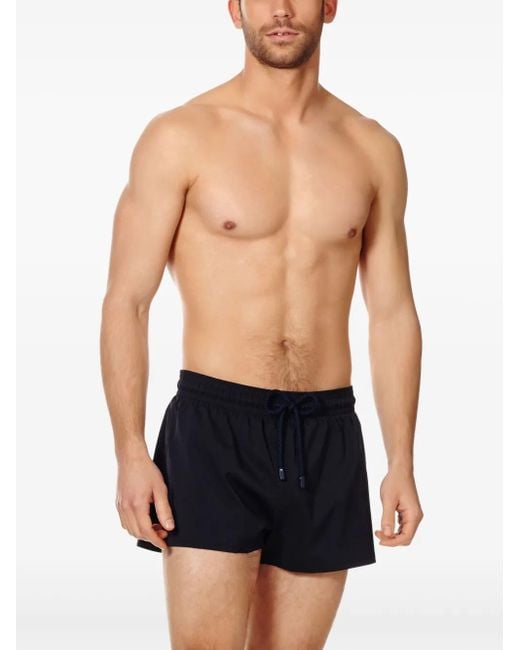 Vilebrequin Blue Logo-Patch Drawstring Swim Shorts for men