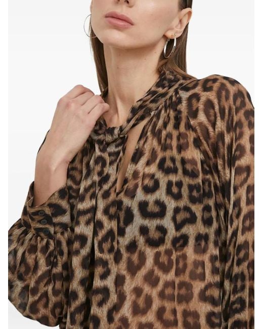 Ba&sh Brown Bluse mit Leoparden-Print