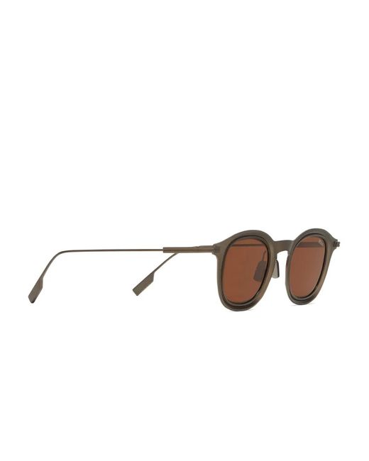 Zegna Brown Round-Frame Sunglasses for men
